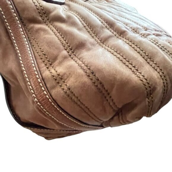 CELINE Stripe Stitch Tote Leather Bag Purse - Picture 9 of 16